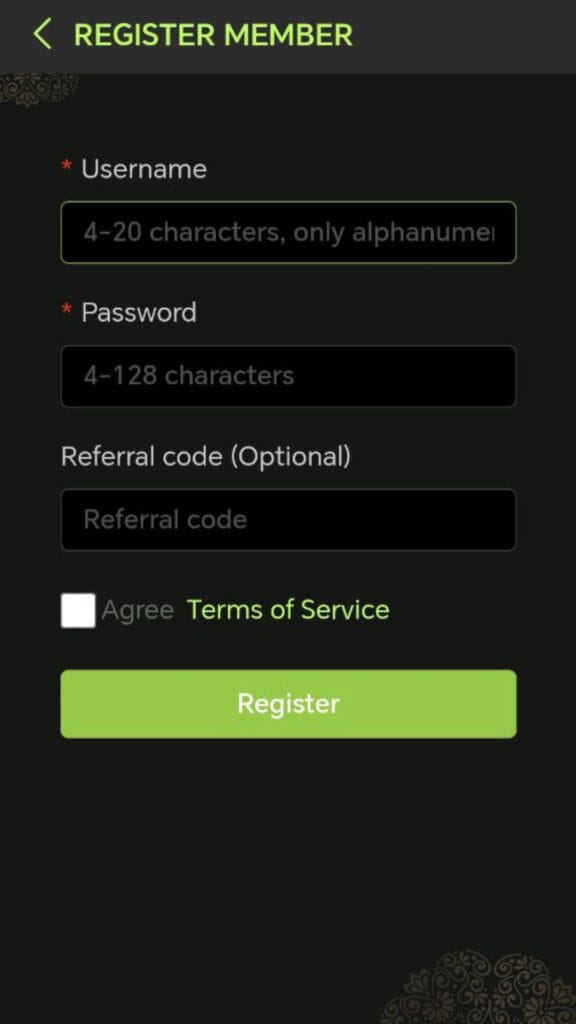Gobetplay - Account Register